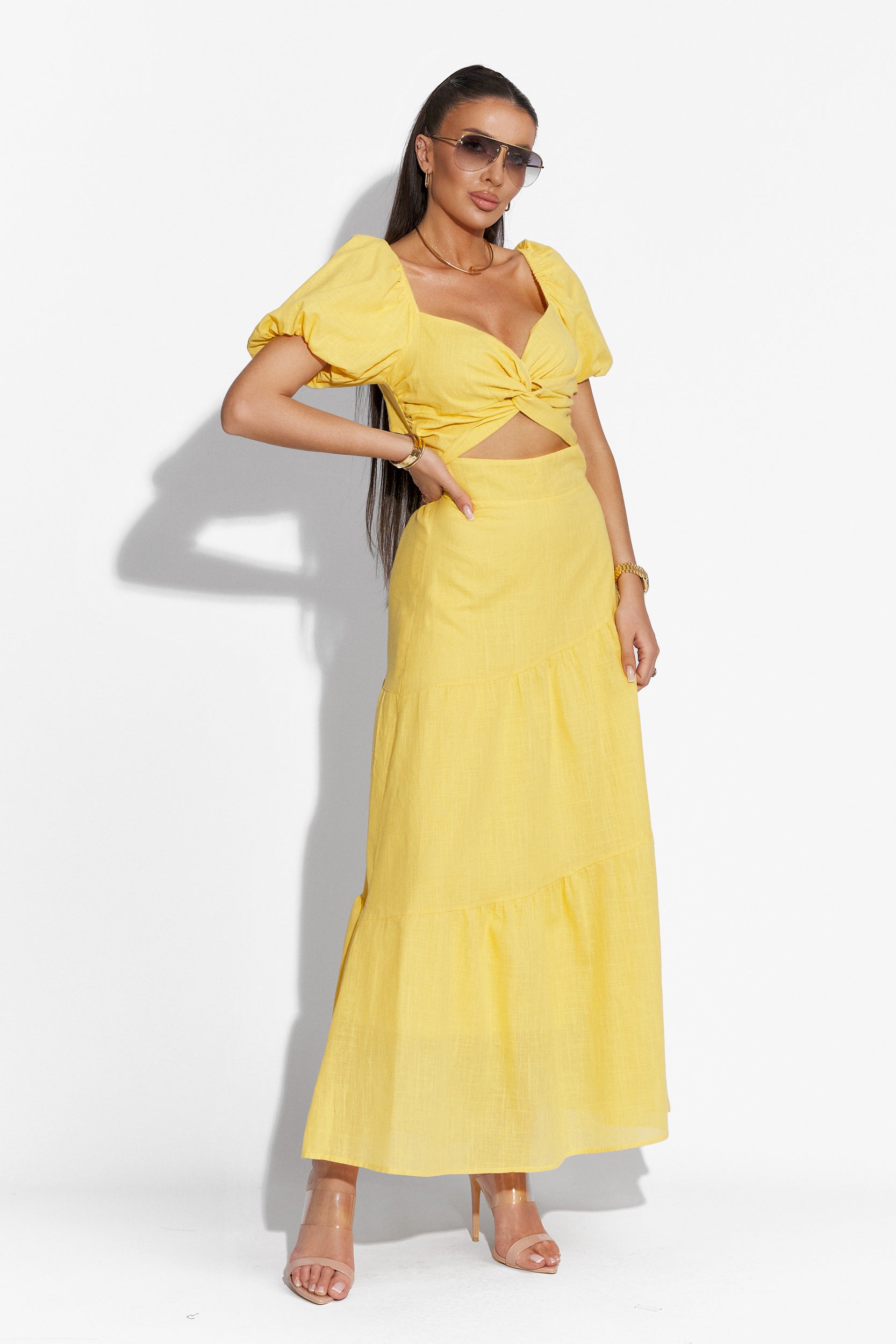 Mosysca Bogas hosszú sárga női ruha