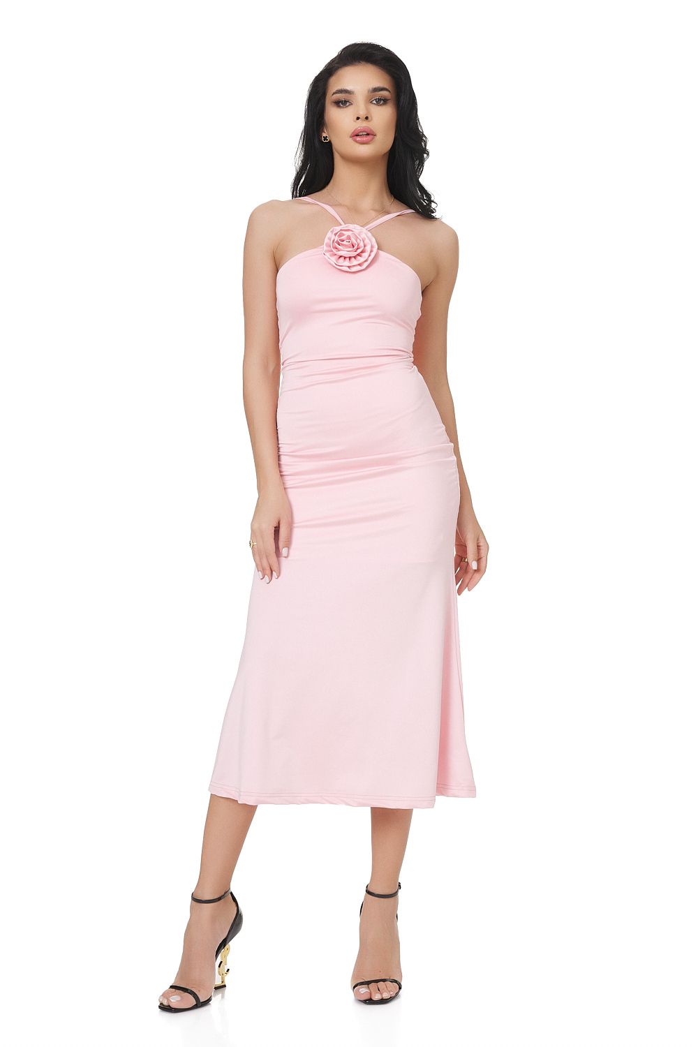 Loekie Bogas hosszú rózsaszín lycra női ruha