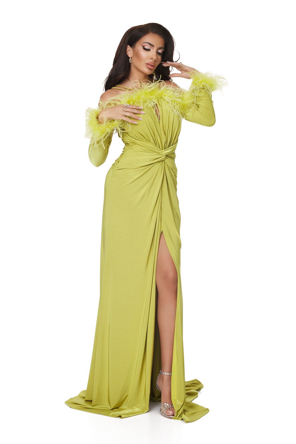 Deanne Bogas hosszú lime zöld lycra női ruha