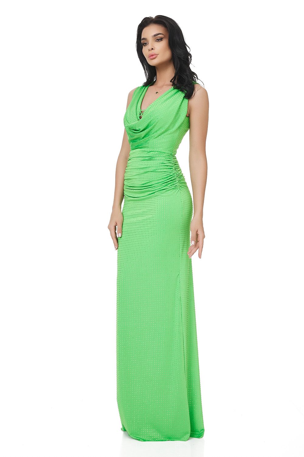 Michiel Bogas hosszú zöld lycra női ruha