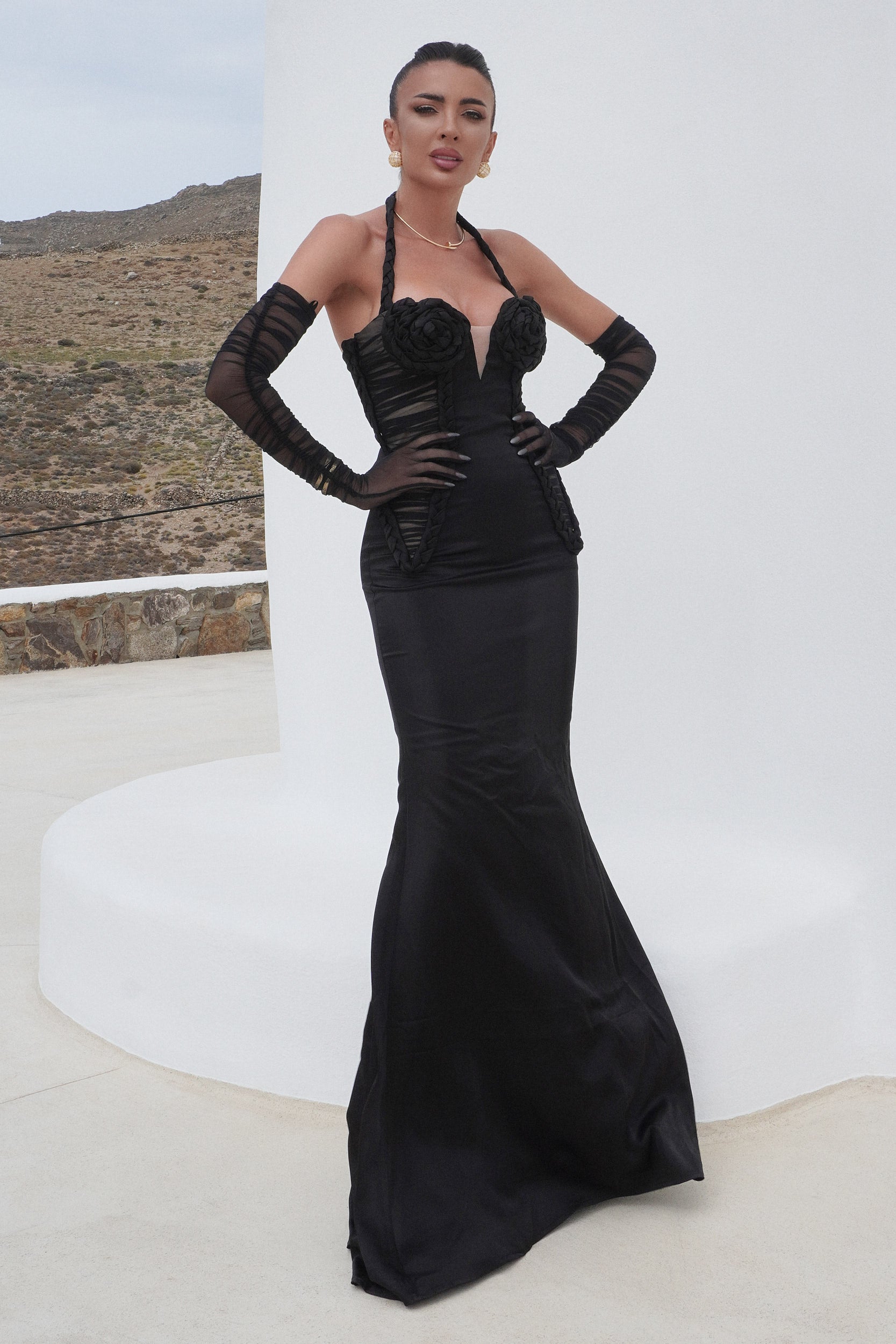 Dives Bogas hosszú fekete női ruha