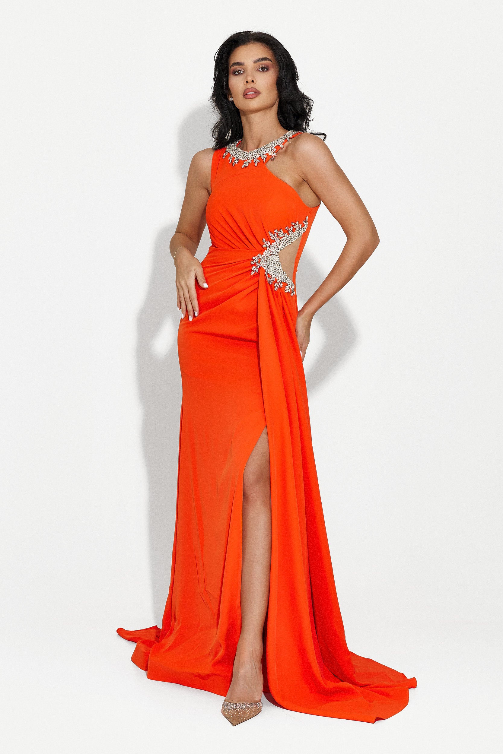 Alexea Bogas hosszú narancssárga női ruha