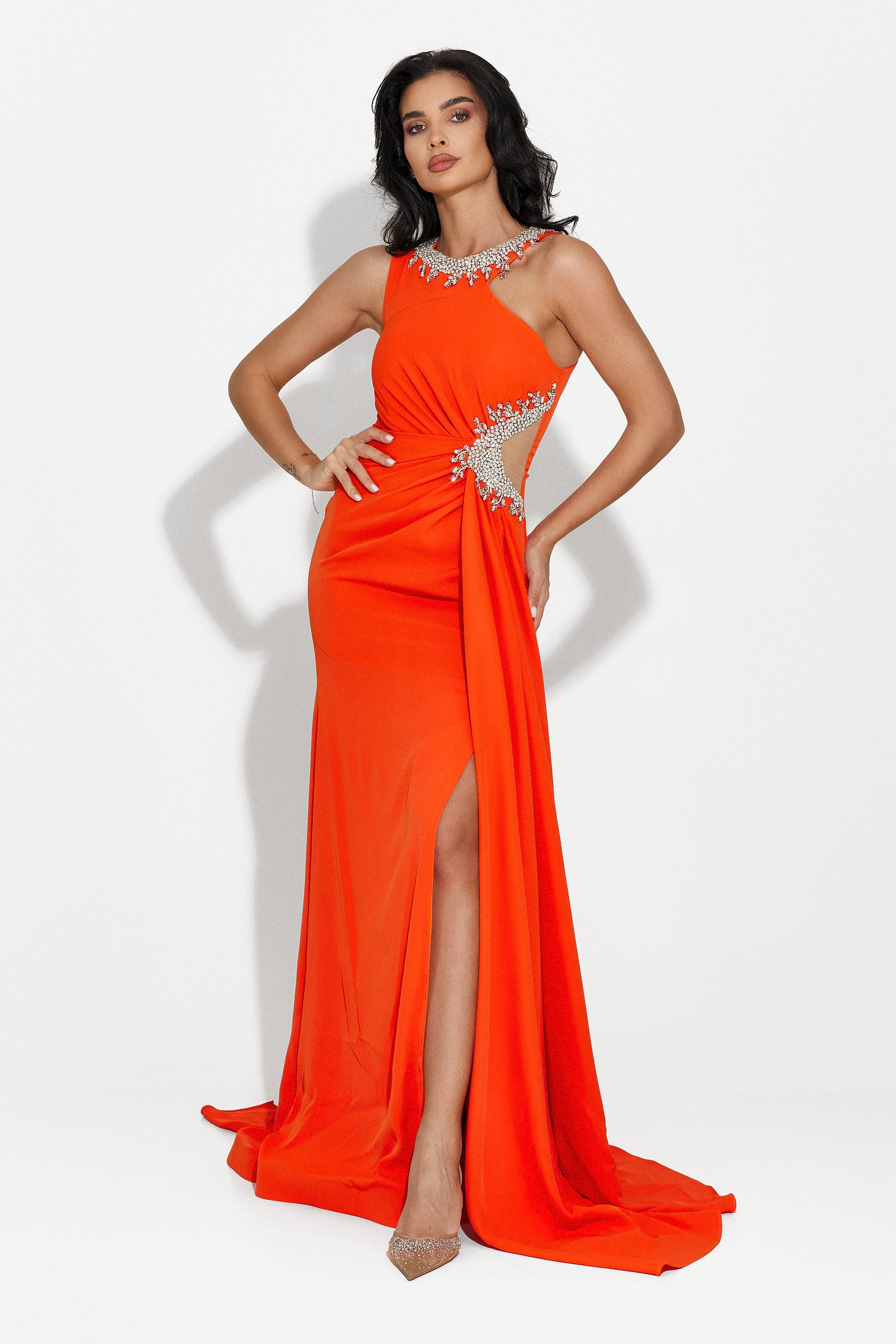 Alexea Bogas hosszú narancssárga női ruha