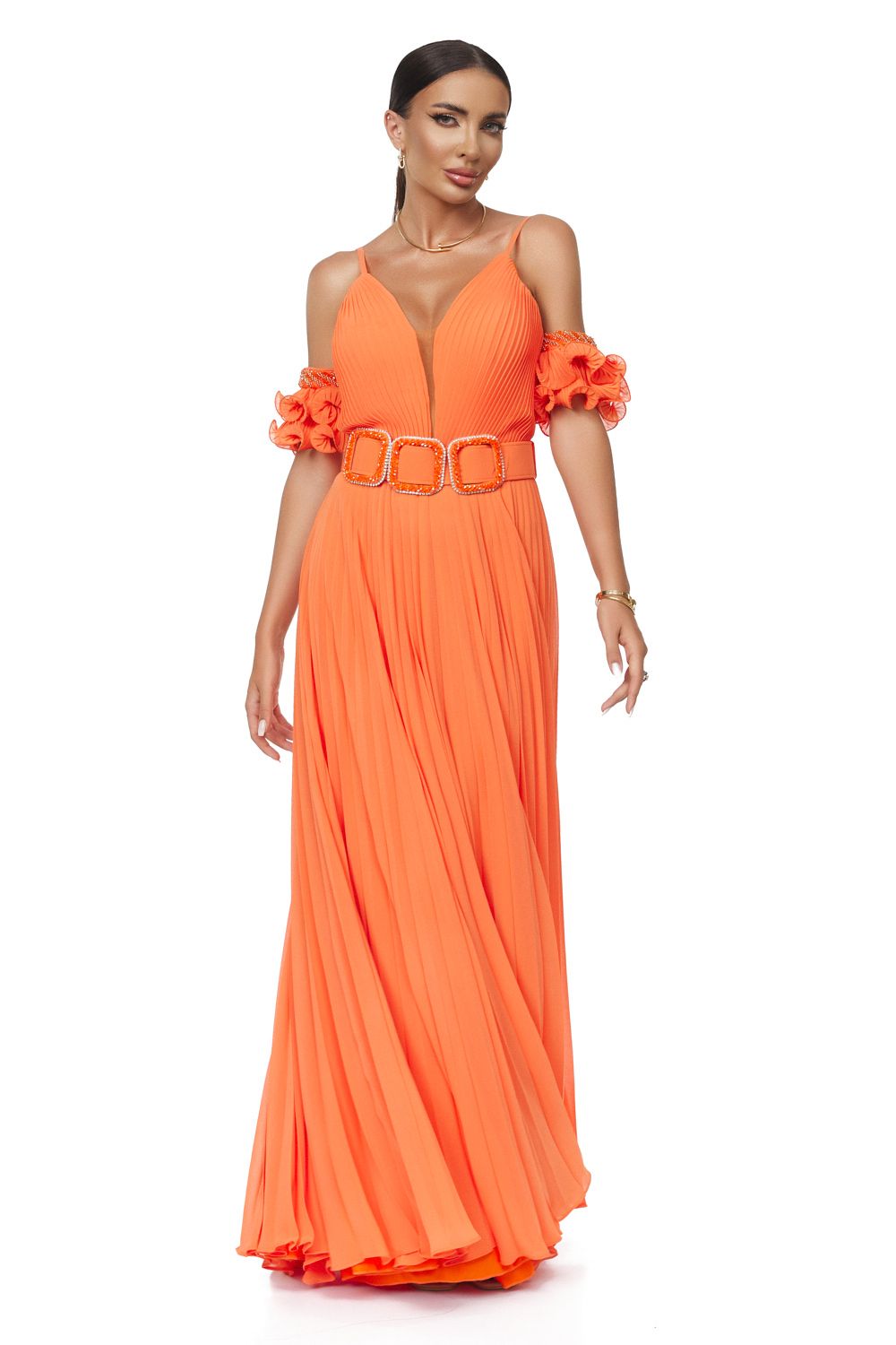 Eremy Bogas hosszú narancssárga női ruha