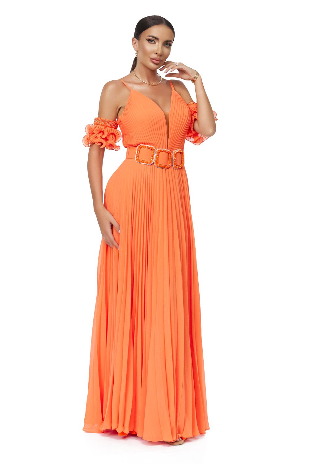Eremy Bogas hosszú narancssárga női ruha