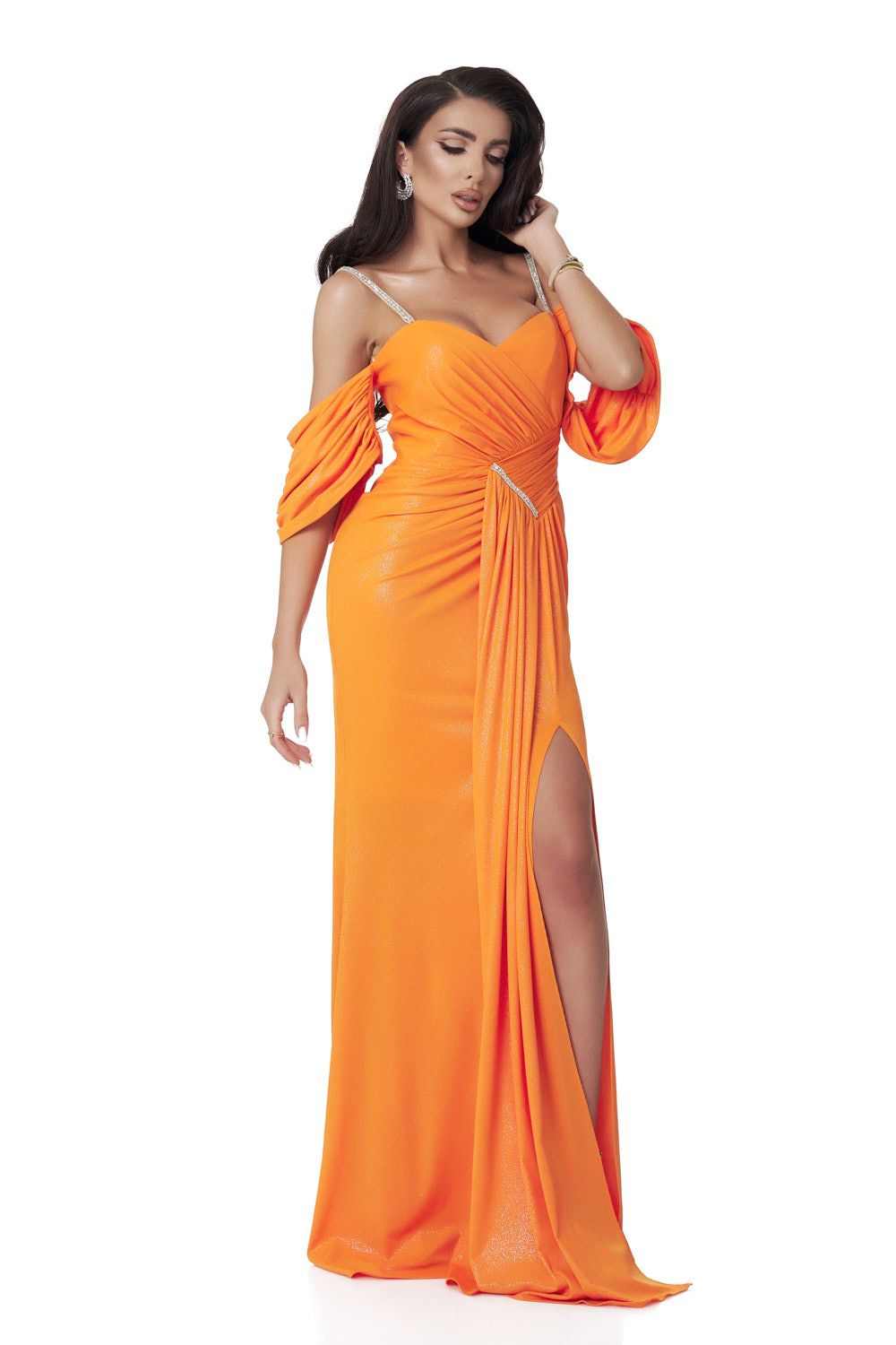 Mansour Bogas hosszú narancssárga női ruha
