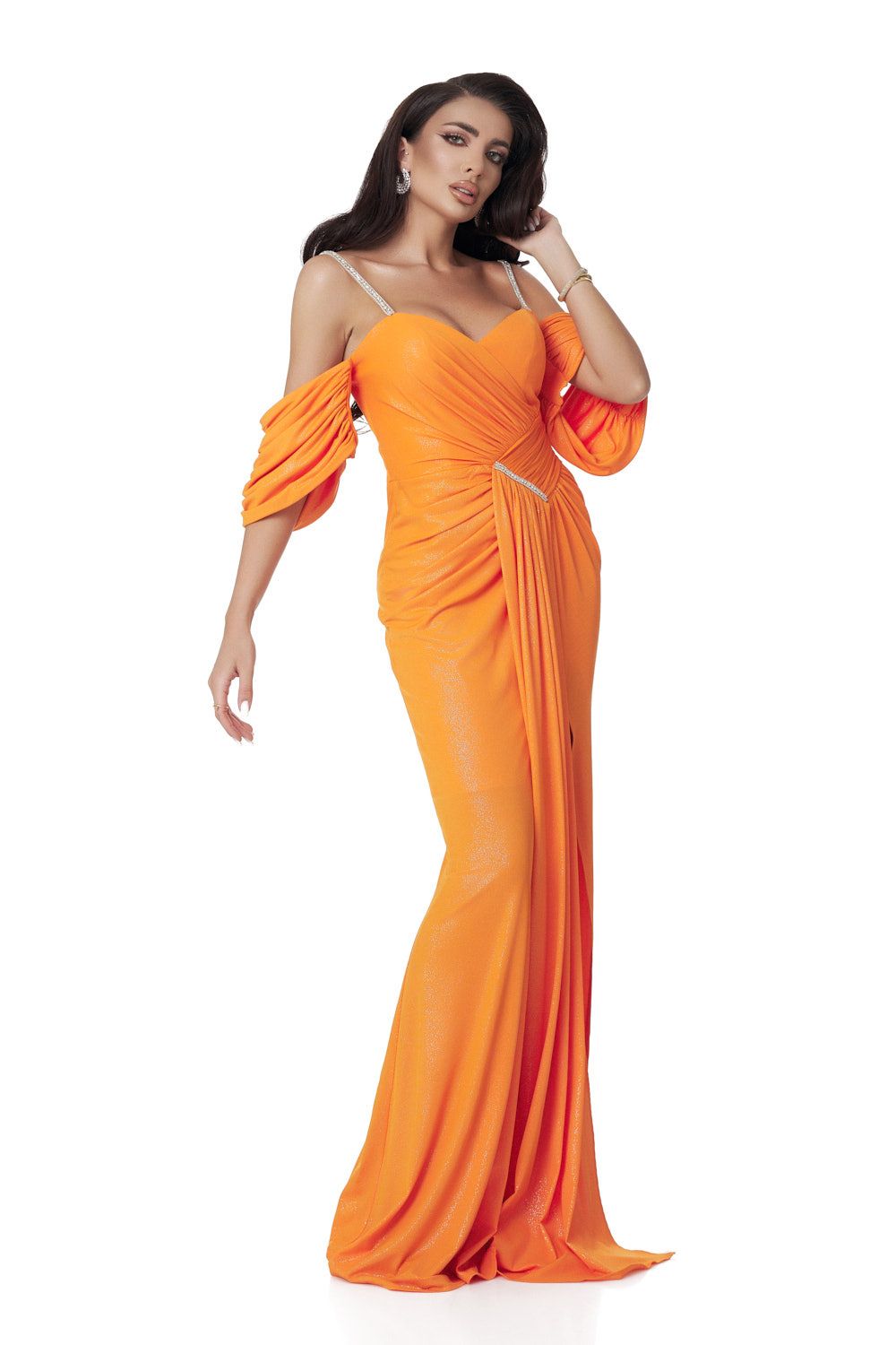 Mansour Bogas hosszú narancssárga női ruha