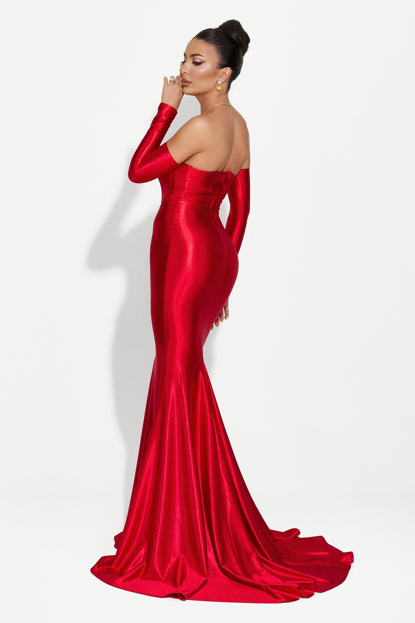 Hosszú piros női ruha Malonia Bogas