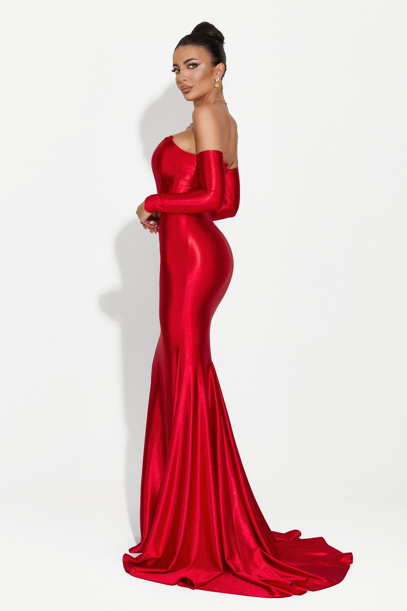 Hosszú piros női ruha Malonia Bogas