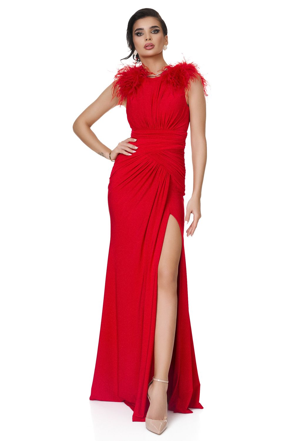Osmyna Bogas hosszú piros női ruha
