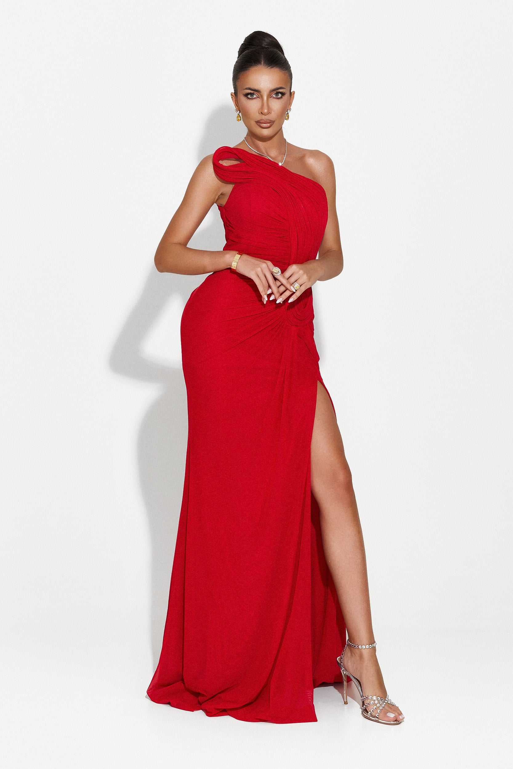 Stacey Bogas hosszú piros női ruha