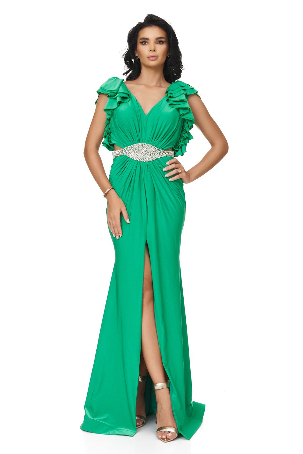 Helisay Bogas hosszú zöld női ruha