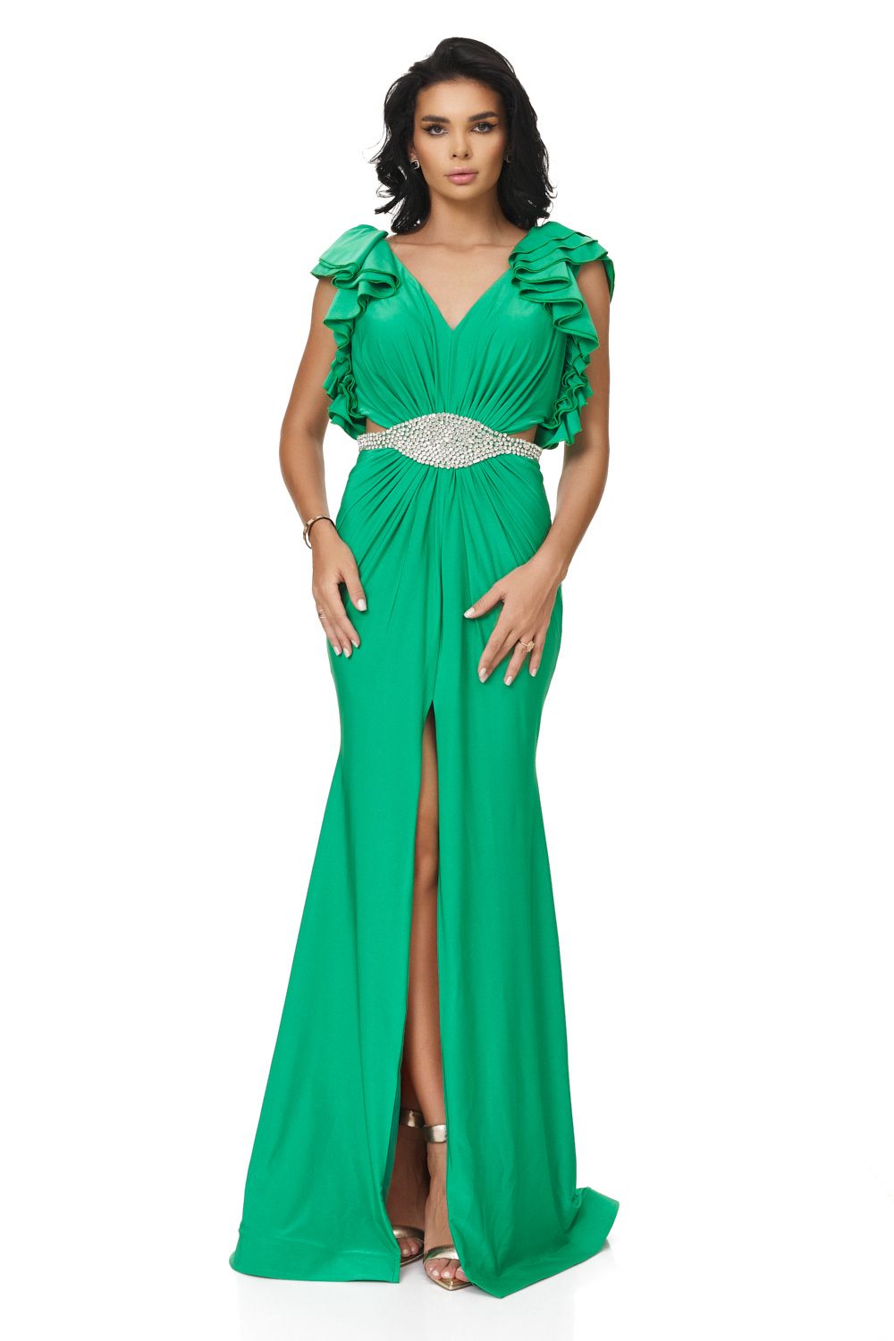 Helisay Bogas hosszú zöld női ruha