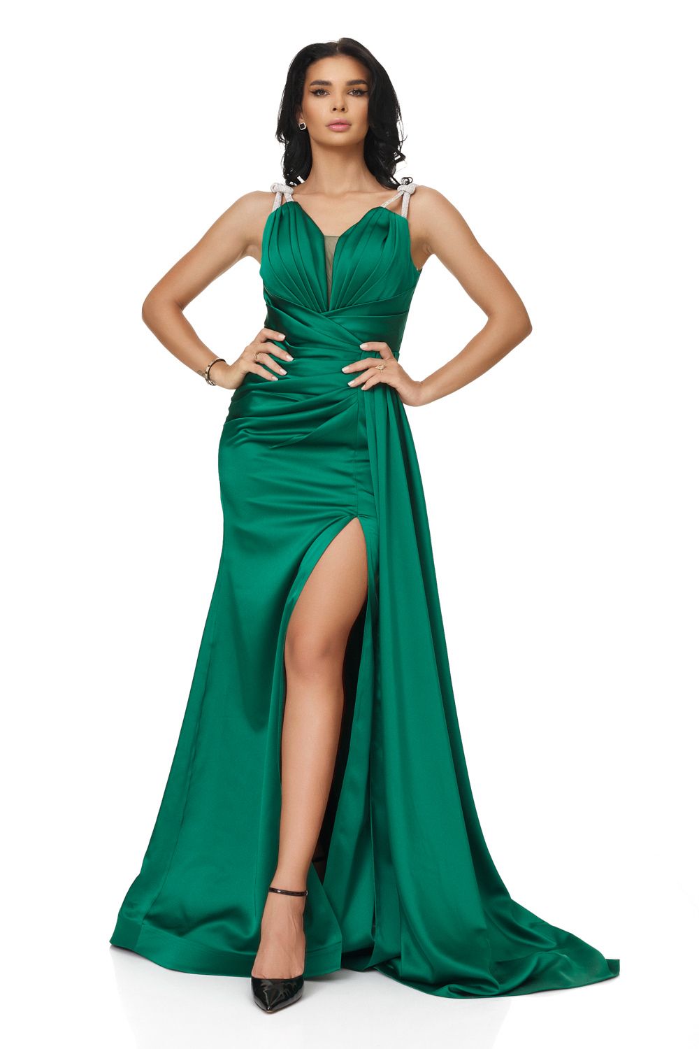 Olepy Bogas hosszú zöld női ruha
