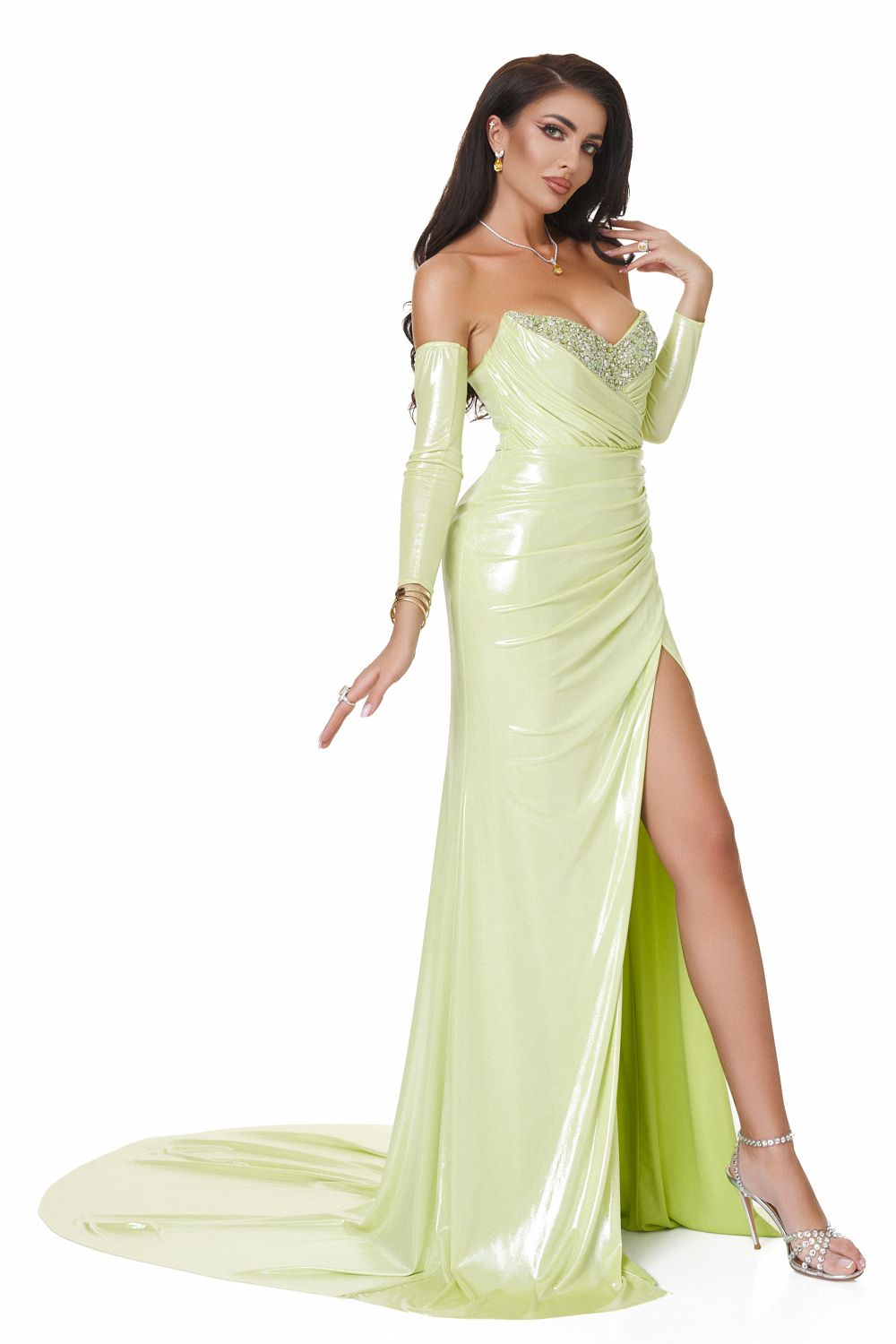 Hosszú zöld női ruha Yesmita Bogas