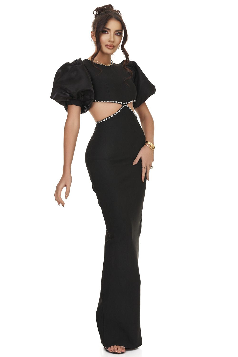 Erisay Bogas elegáns fekete női midi ruha