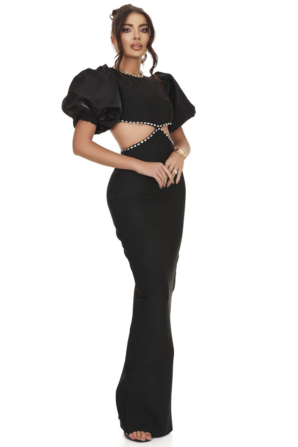 Erisay Bogas elegáns fekete női midi ruha