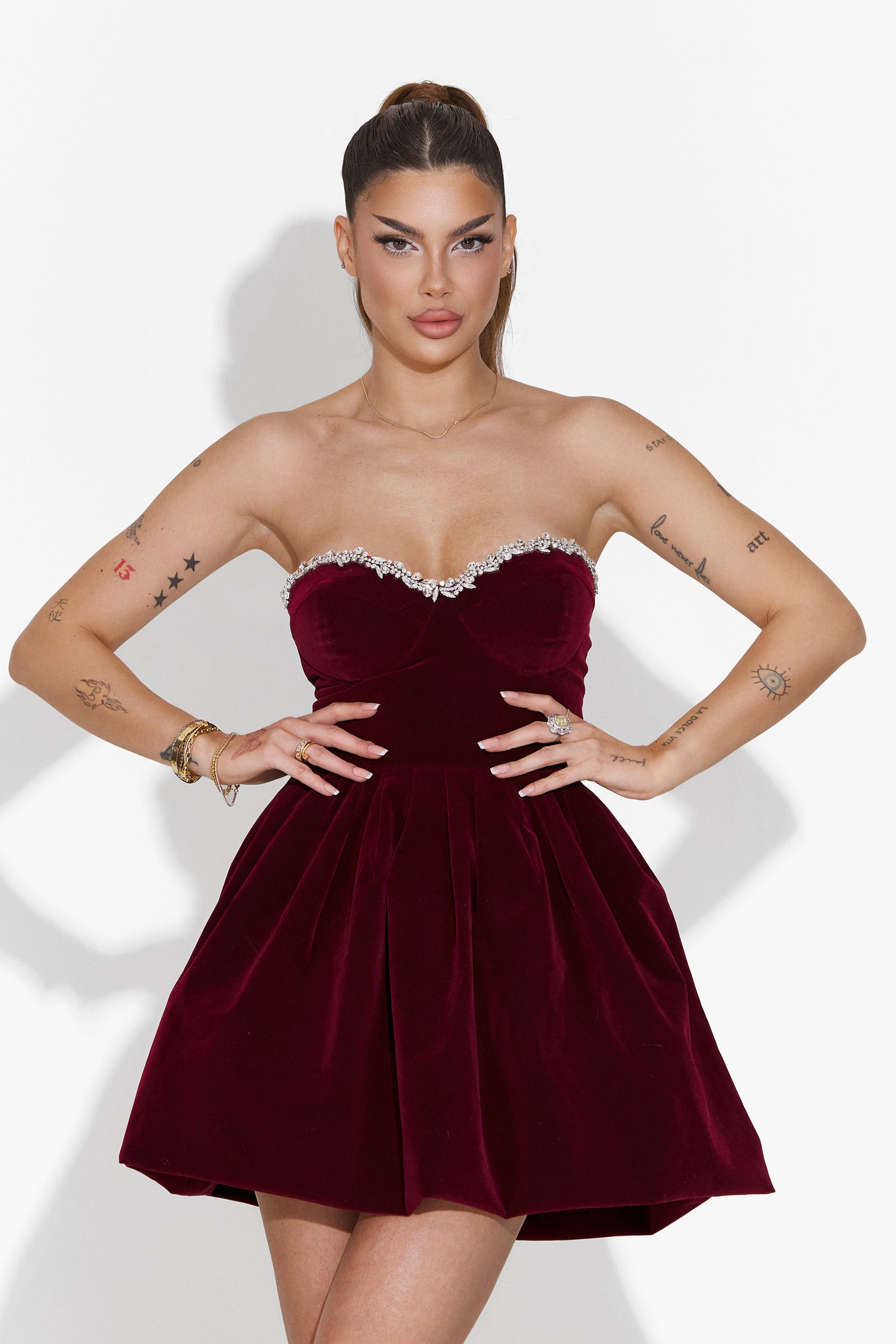 Rochie dama scurta burgundy Valina Bogas