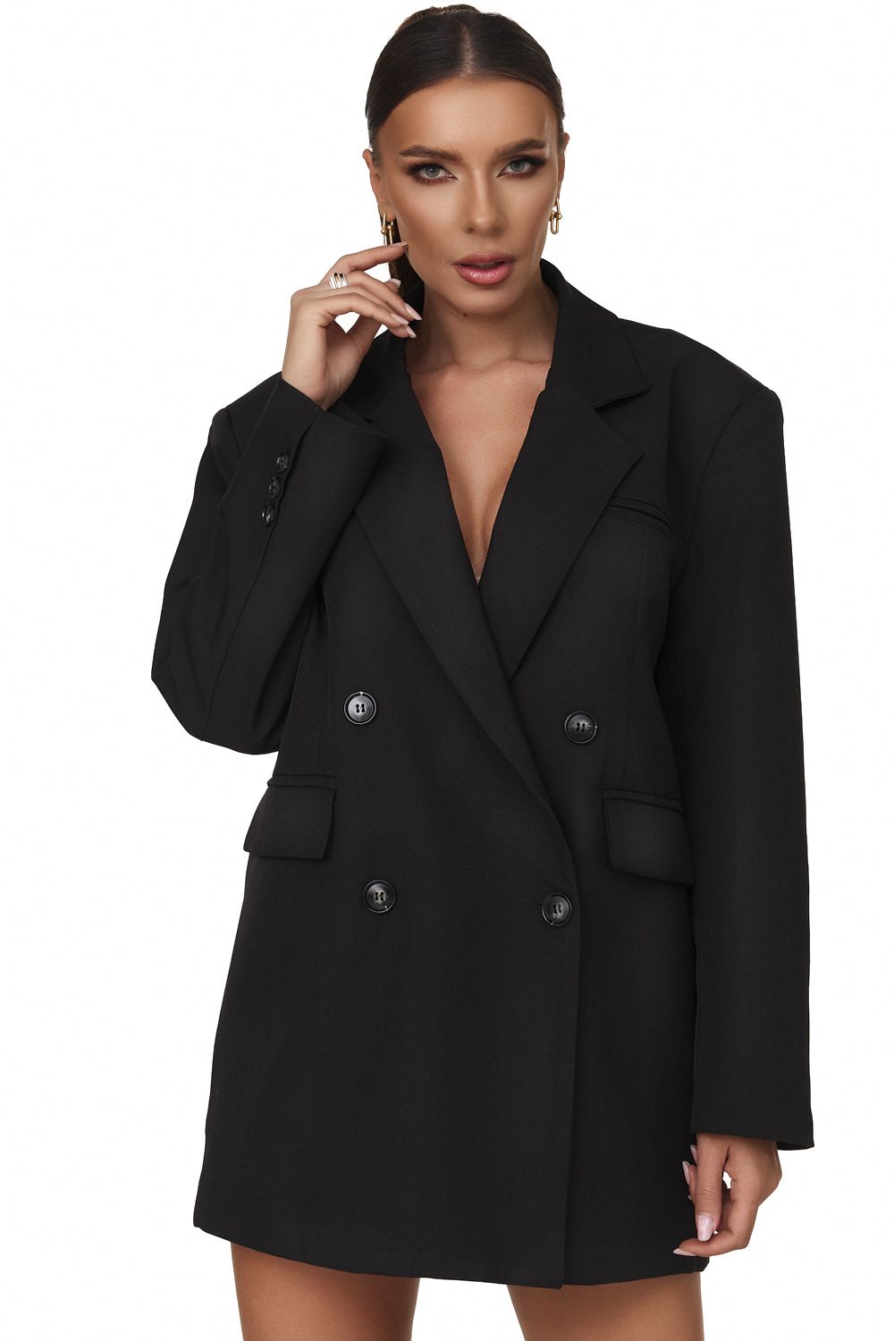 Revely Bogas elegáns fekete női kabát