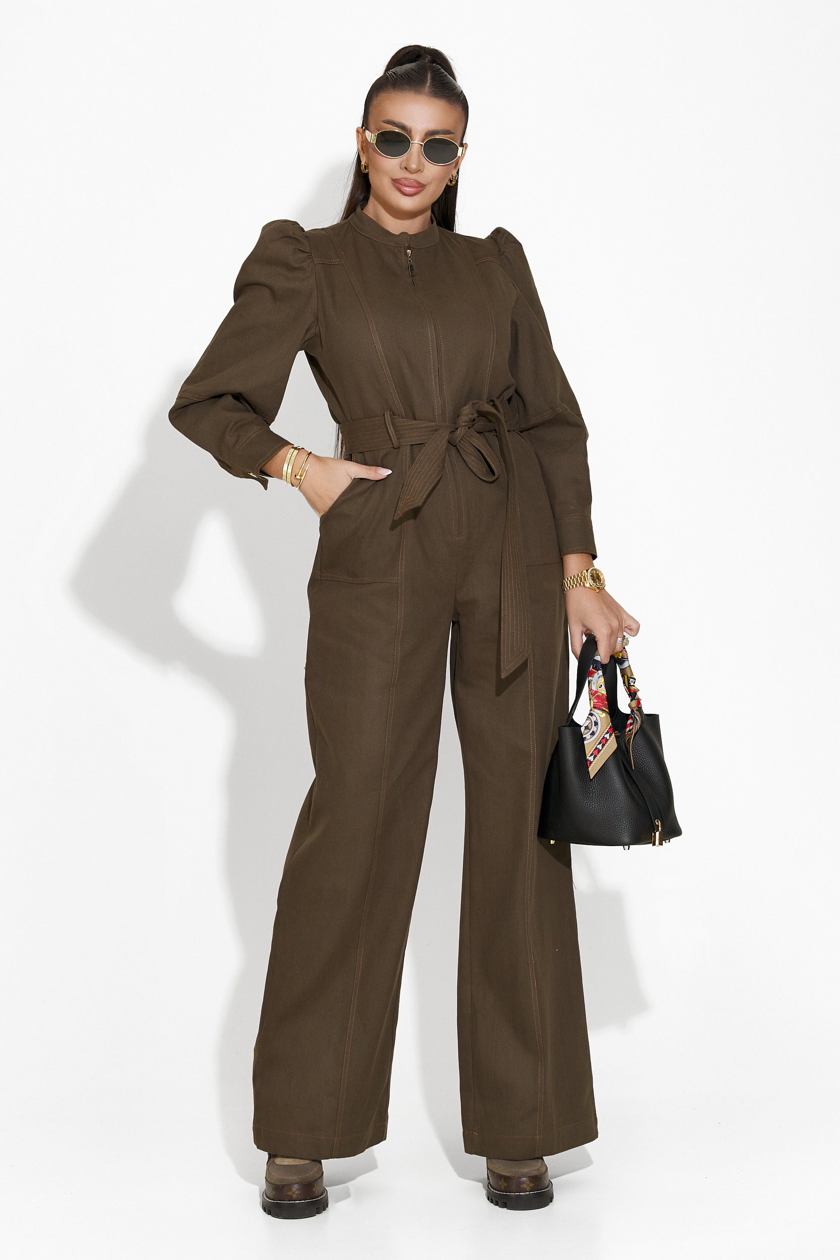 Tuyet Bogas khaki színű alkalmi női jumpsuit