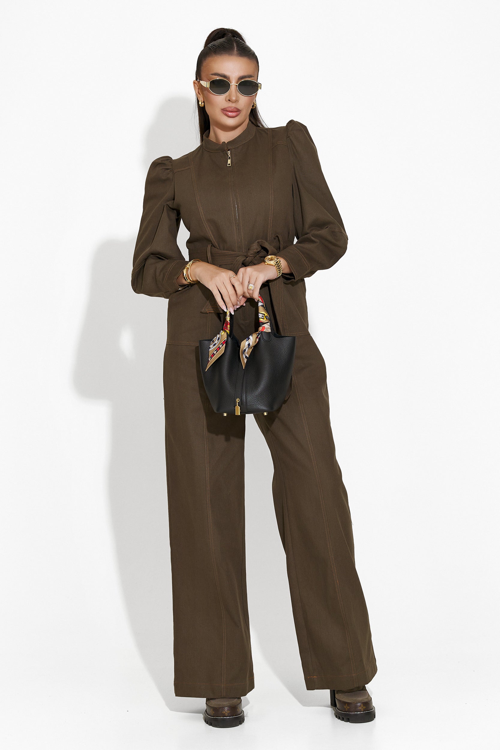 Tuyet Bogas khaki színű alkalmi női jumpsuit