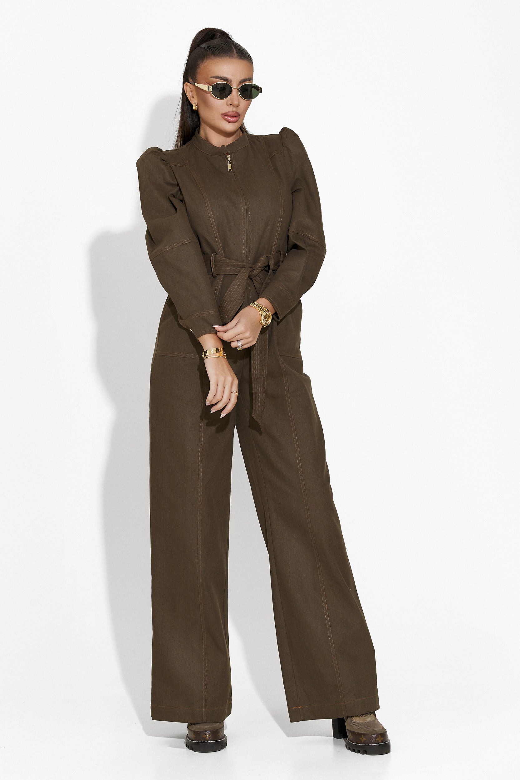 Tuyet Bogas khaki színű alkalmi női jumpsuit