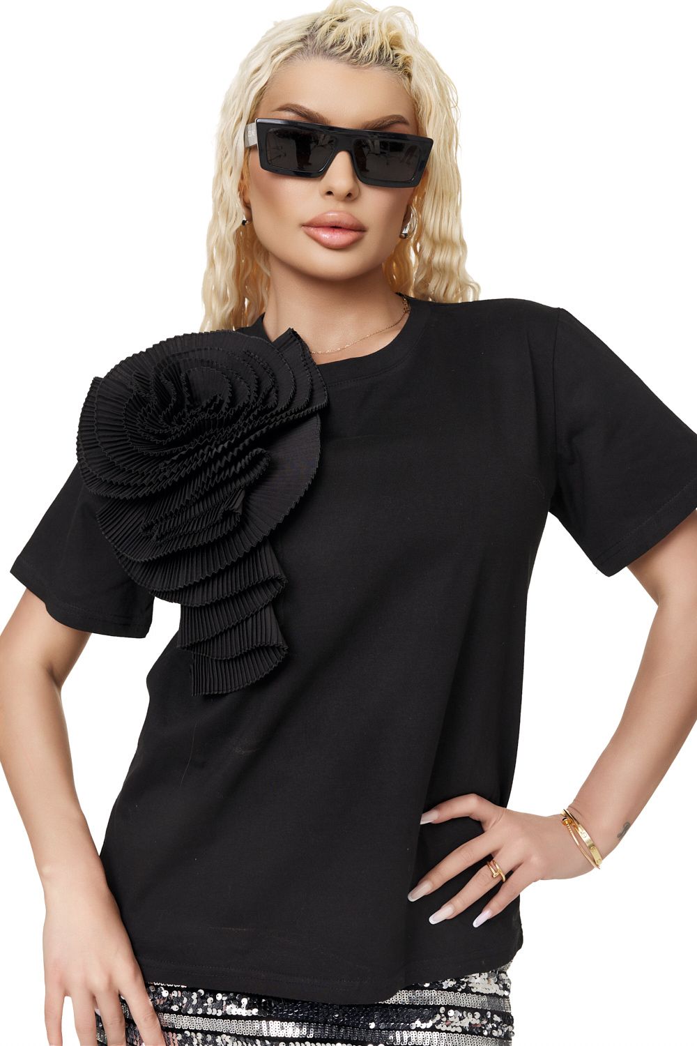 Tricou dama casual negru Tramia Bogas