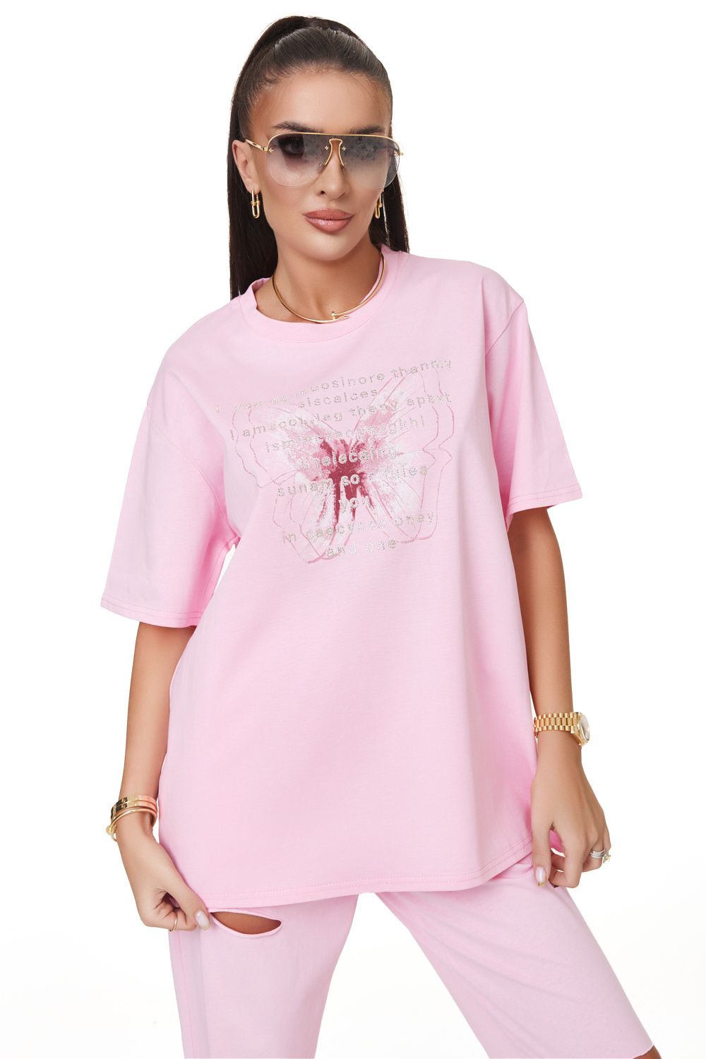 Női rózsaszín alkalmi póló Ralisa Bogas